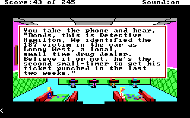 Police Quest: In Pursuit of the Death Angel IBM PC/Compatibles Screenshot: A little more background...