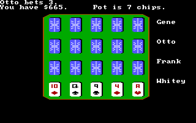 Police Quest: In Pursuit of the Death Angel IBM PC/Compatibles Screenshot: The poker view.