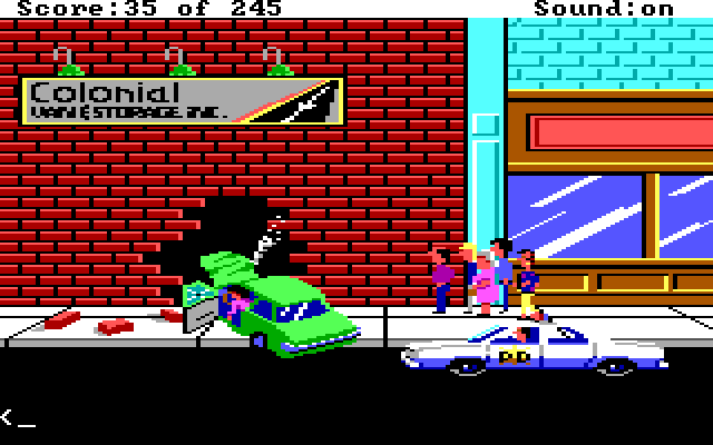 Police Quest: In Pursuit of the Death Angel IBM PC/Compatibles Screenshot: Arrived at a crash scene.