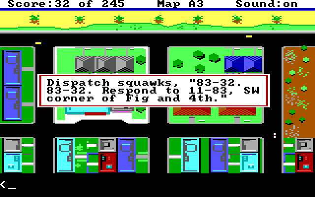 Police Quest: In Pursuit of the Death Angel IBM PC/Compatibles Screenshot: I need to respond to a call...