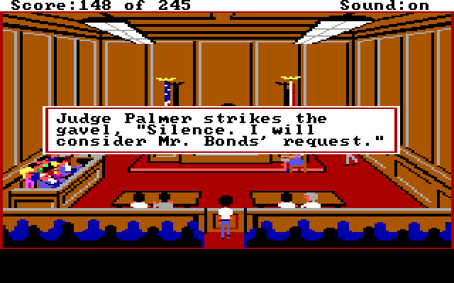 Police Quest: In Pursuit of the Death Angel IBM PC/Compatibles Screenshot: In the courtroom...