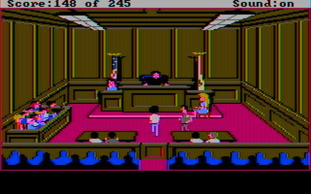 Police Quest: In Pursuit of the Death Angel IBM PC/Compatibles Screenshot: Mr. Bonds approaches the bench...