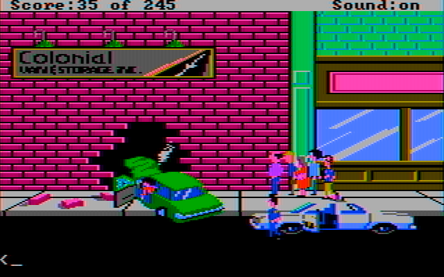 Police Quest: In Pursuit of the Death Angel IBM PC/Compatibles Screenshot: Arrived at an accident scene.