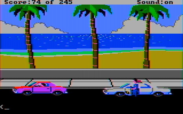 Police Quest: In Pursuit of the Death Angel IBM PC/Compatibles Screenshot: Pulling over a suspected drunk driver...