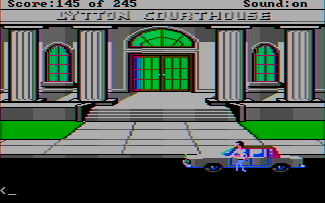 Police Quest: In Pursuit of the Death Angel IBM PC/Compatibles Screenshot: Arrived at the courthouse.