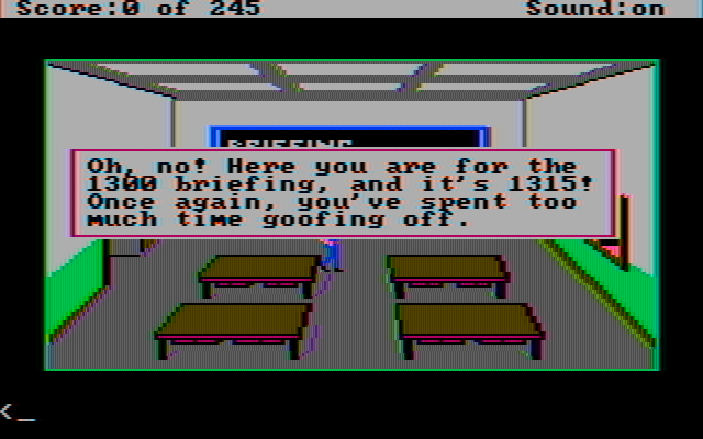 Police Quest: In Pursuit of the Death Angel IBM PC/Compatibles Screenshot: Don't arrive late for the briefing!