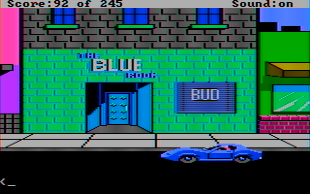 Police Quest: In Pursuit of the Death Angel IBM PC/Compatibles Screenshot: Off duty, time to stop by The Blue Room!