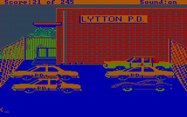 Police Quest: In Pursuit of the Death Angel IBM PC/Compatibles Screenshot: I need to inspect my car before beginning a shift.