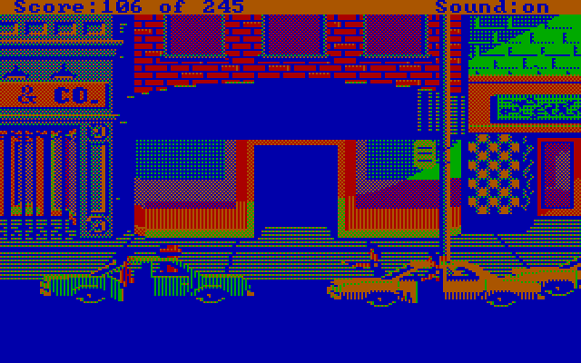 Police Quest: In Pursuit of the Death Angel IBM PC/Compatibles Screenshot: Hands up! This suspect is dangerous...