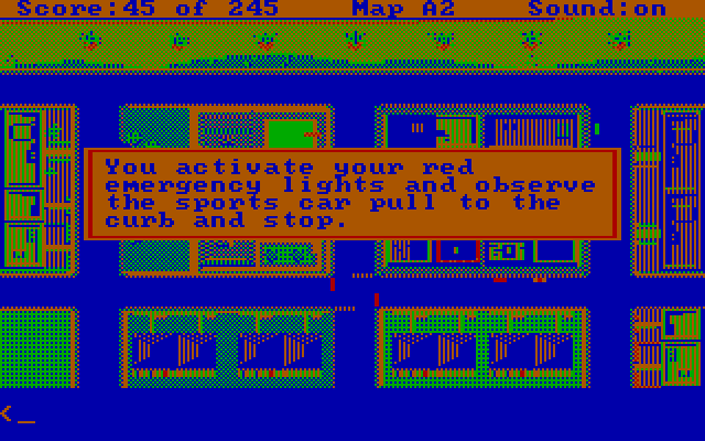 Police Quest: In Pursuit of the Death Angel IBM PC/Compatibles Screenshot: Pulling a car over...