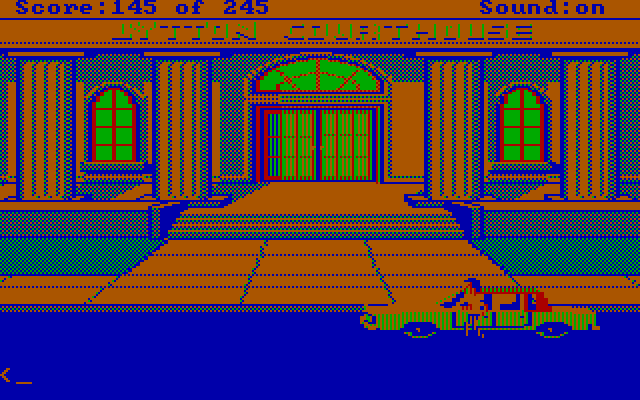 Police Quest: In Pursuit of the Death Angel IBM PC/Compatibles Screenshot: Arriving at the courthouse.