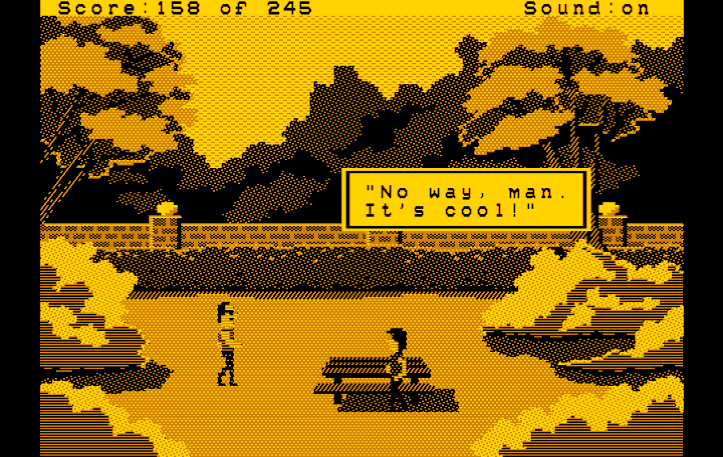 Police Quest: In Pursuit of the Death Angel IBM PC/Compatibles Screenshot: Watching some shady characters...