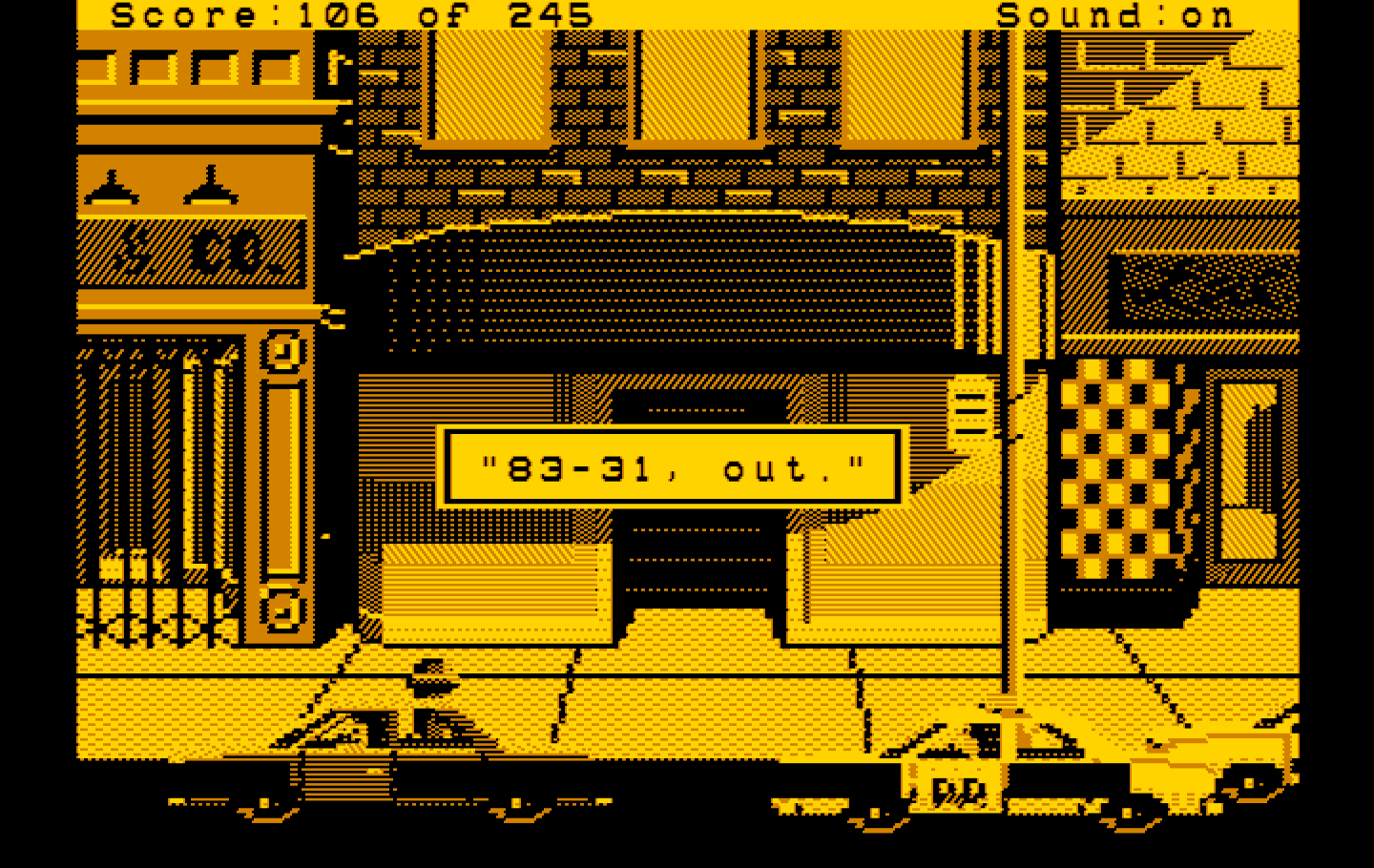 Police Quest: In Pursuit of the Death Angel IBM PC/Compatibles Screenshot: Pulled over a dangerous suspect!