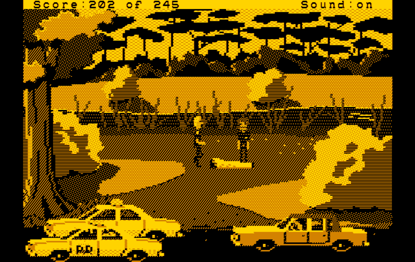 Police Quest: In Pursuit of the Death Angel IBM PC/Compatibles Screenshot: There's a dead body here...can you identify it?