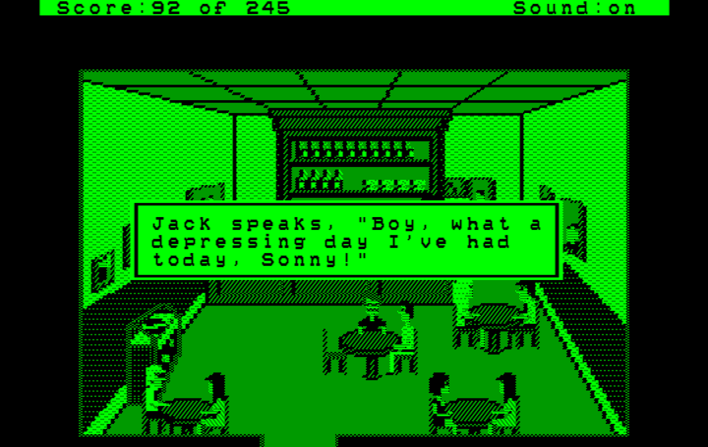 Police Quest: In Pursuit of the Death Angel IBM PC/Compatibles Screenshot: Jack has had a tough day.
