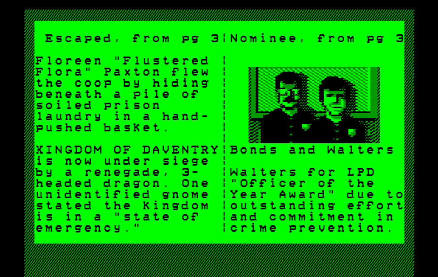 Police Quest: In Pursuit of the Death Angel IBM PC/Compatibles Screenshot: Reading a paper for clues.
