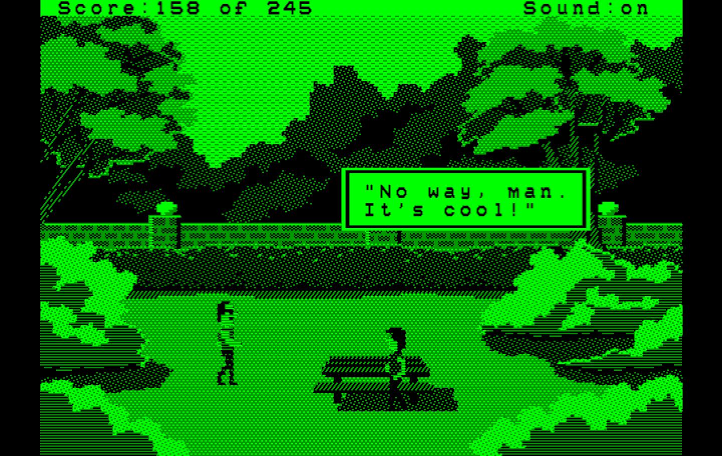 Police Quest: In Pursuit of the Death Angel IBM PC/Compatibles Screenshot: Watching some shady characters...