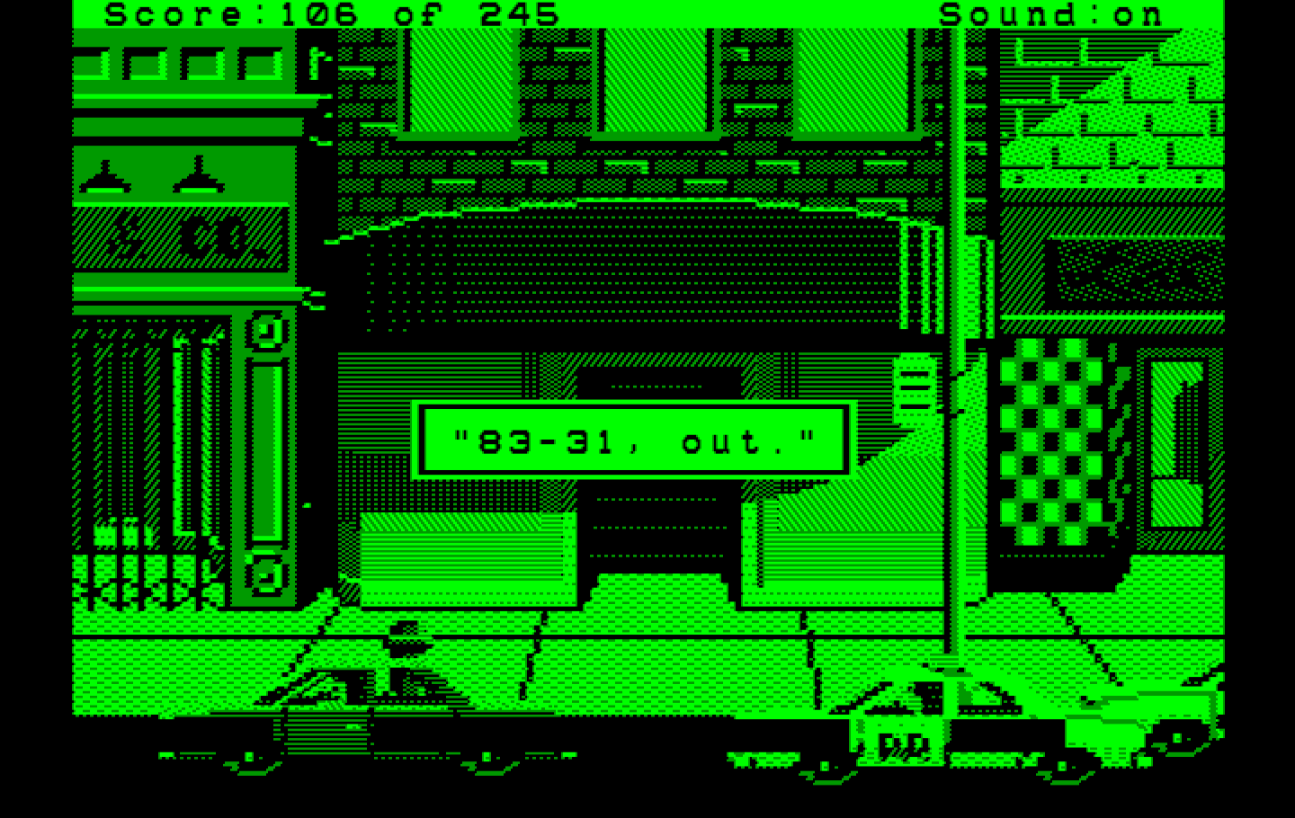 Police Quest: In Pursuit of the Death Angel IBM PC/Compatibles Screenshot: Pulled over a dangerous suspect!
