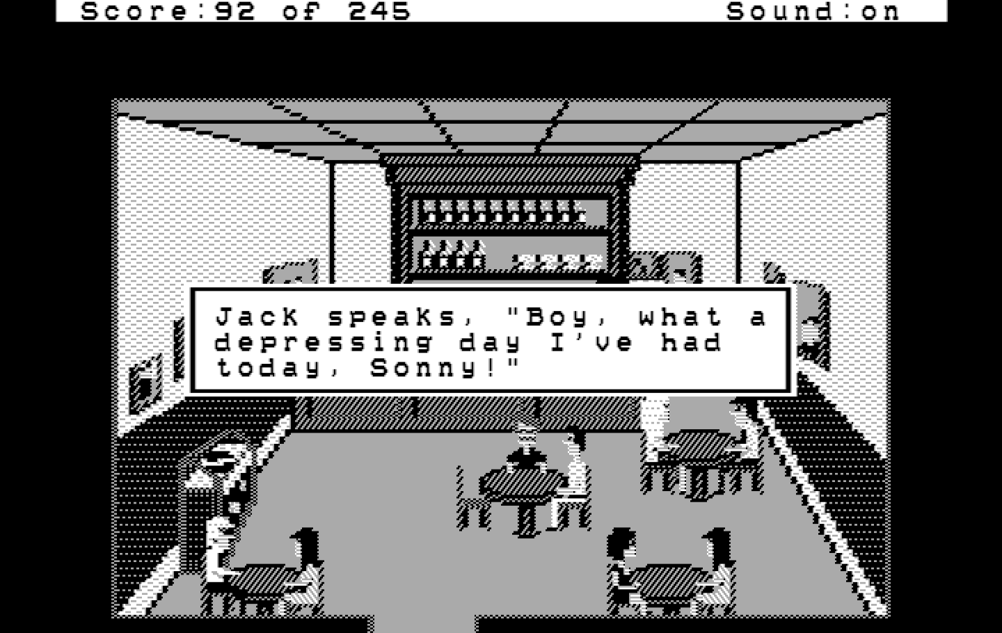 Police Quest: In Pursuit of the Death Angel IBM PC/Compatibles Screenshot: Jack has had a tough day.