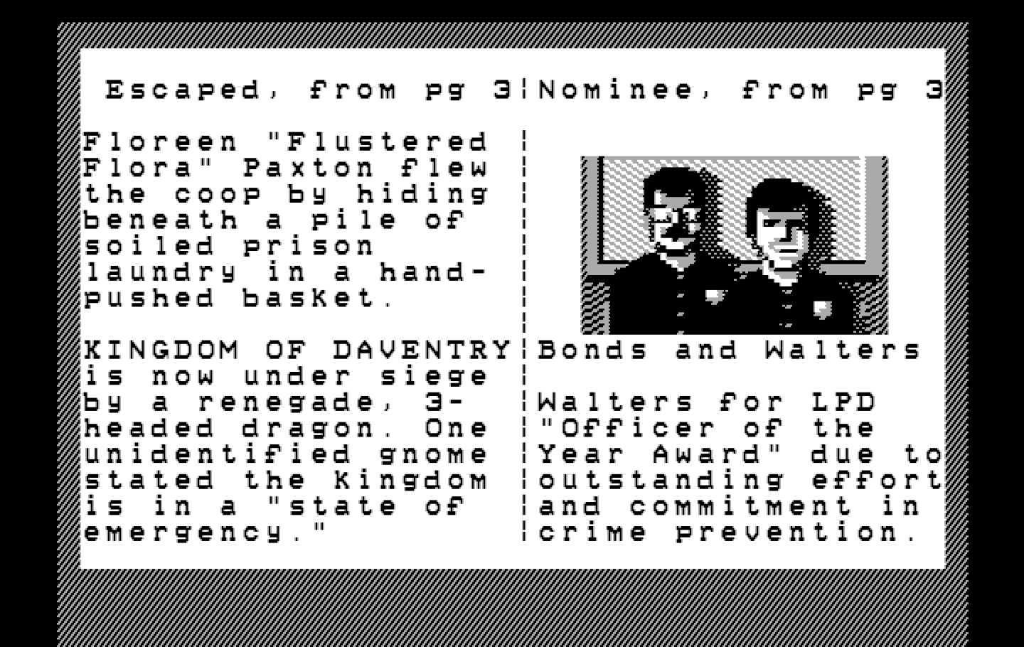 Police Quest: In Pursuit of the Death Angel IBM PC/Compatibles Screenshot: Reading a paper for clues.