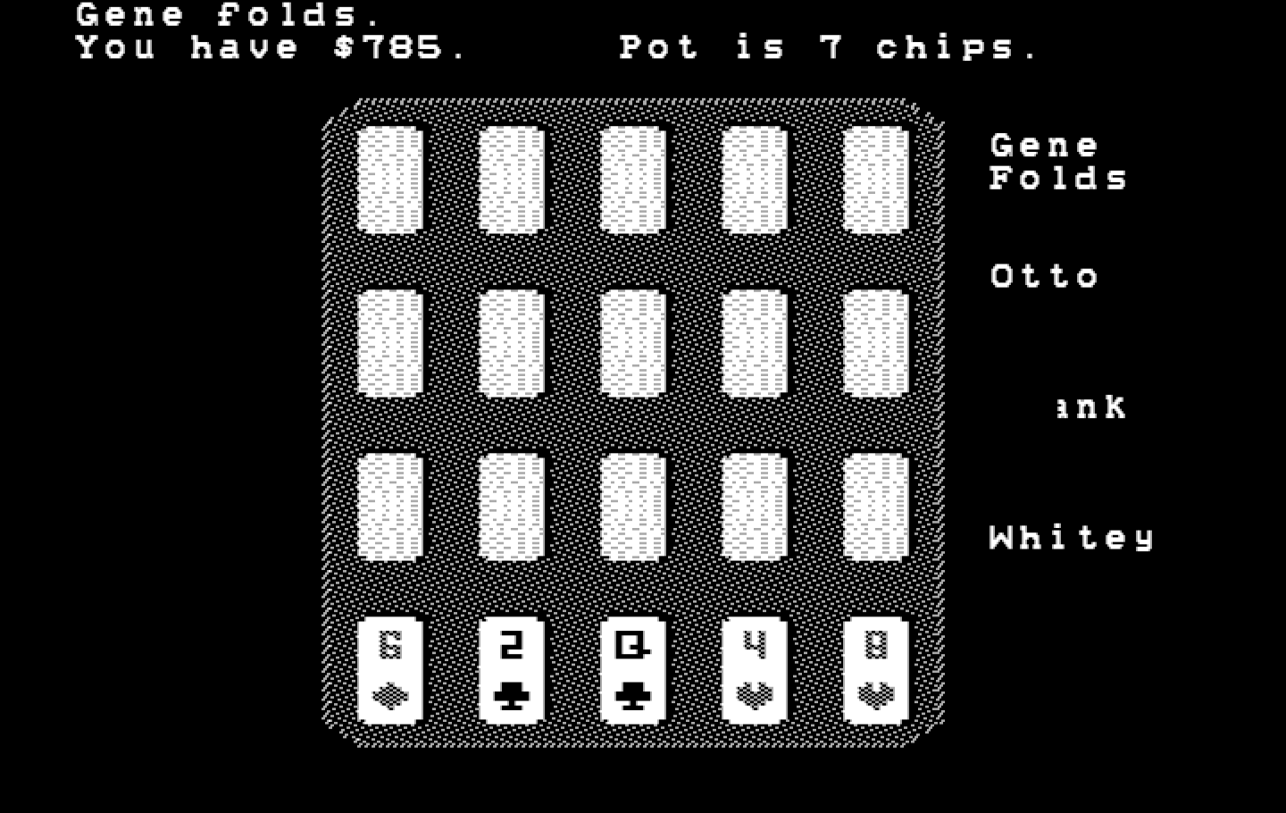 Police Quest: In Pursuit of the Death Angel IBM PC/Compatibles Screenshot: Gene folds...what will you do?