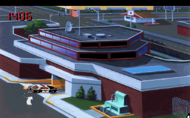 Police Quest 3: The Kindred IBM PC/Compatibles Screenshot: Arriving at the police station.