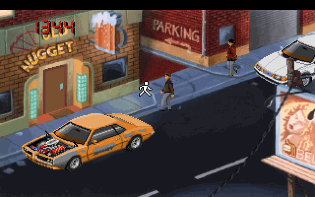 Police Quest 3: The Kindred IBM PC/Compatibles Screenshot: Arriving at a seedy bar.
