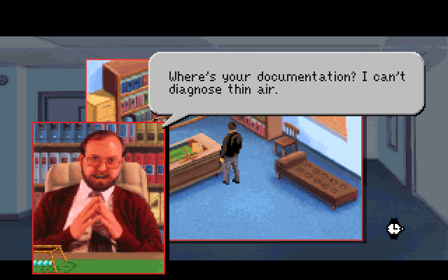 Police Quest 3: The Kindred IBM PC/Compatibles Screenshot: Hmm, need some documentation...