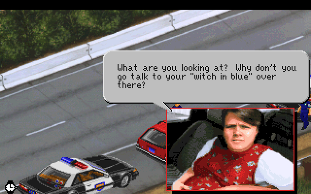 Police Quest 3: The Kindred IBM PC/Compatibles Screenshot: Pulled over for speeding...not very friendly!