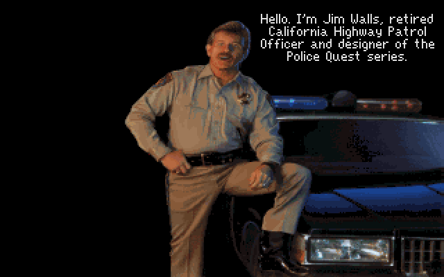 Police Quest 3: The Kindred IBM PC/Compatibles Screenshot: Introduction; The designer welcomes you to the game.