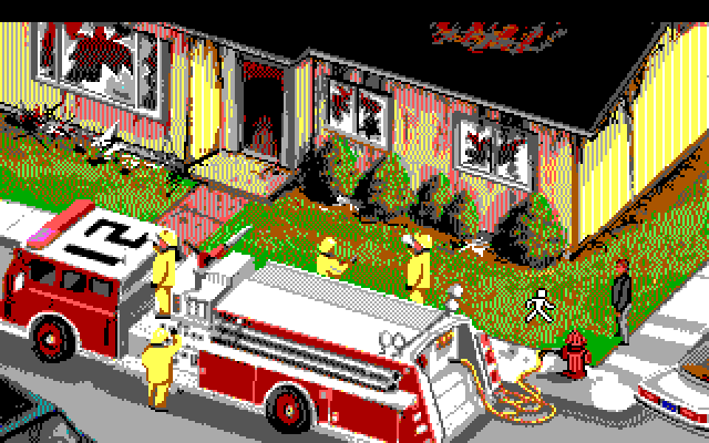 Police Quest 3: The Kindred IBM PC/Compatibles Screenshot: There has been a fire here!