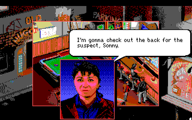 Police Quest 3: The Kindred IBM PC/Compatibles Screenshot: Your partner goes to check out back...