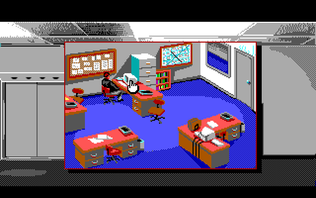 Police Quest 3: The Kindred IBM PC/Compatibles Screenshot: Sitting at your desk.