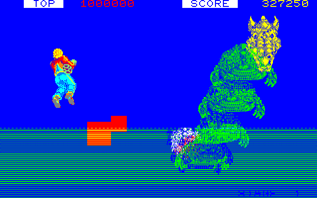 Space Harrier PC-8800 Series Screenshot: The first end of level boss...