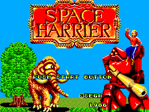 Space Harrier Sega Master System Screenshot: Title screen.
