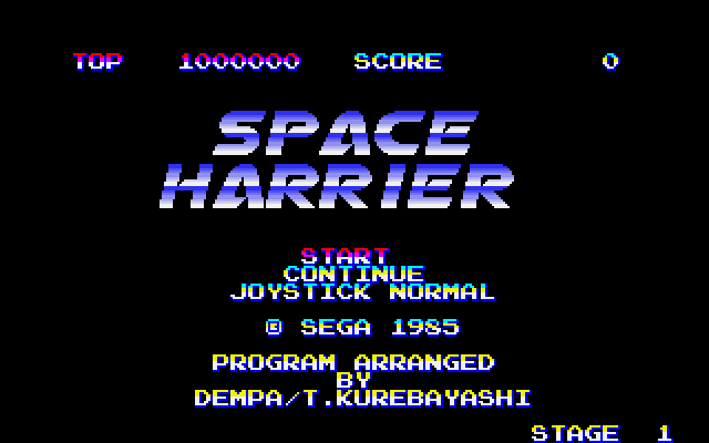 Space Harrier Fujitsu FM-7 Screenshot: Title screen.