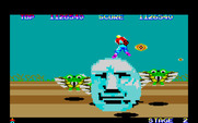 Space Harrier for Fujitsu FM-7 - Yikes, don't crash into these giant heads...