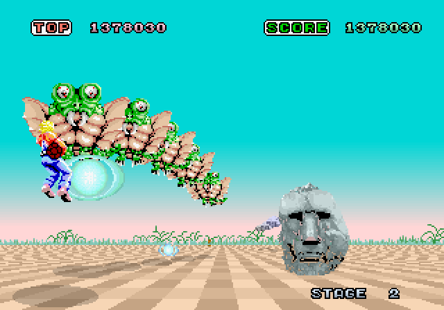 Space Harrier Arcade Screenshot: Another attack wave appears...
