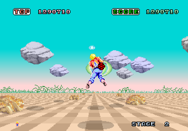 Space Harrier Arcade Screenshot: Beginning stage 2.
