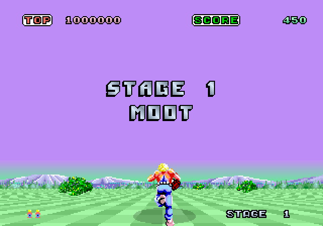 Space Harrier Arcade Screenshot: Ready to begin stage 1?