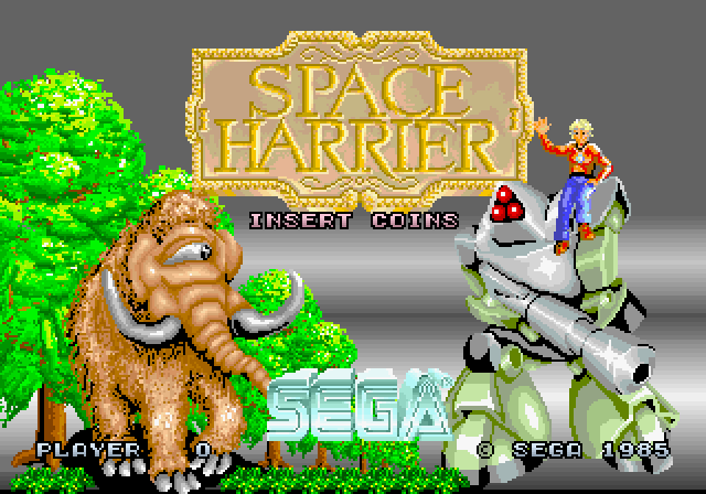 Space Harrier Arcade Screenshot: Title screen.