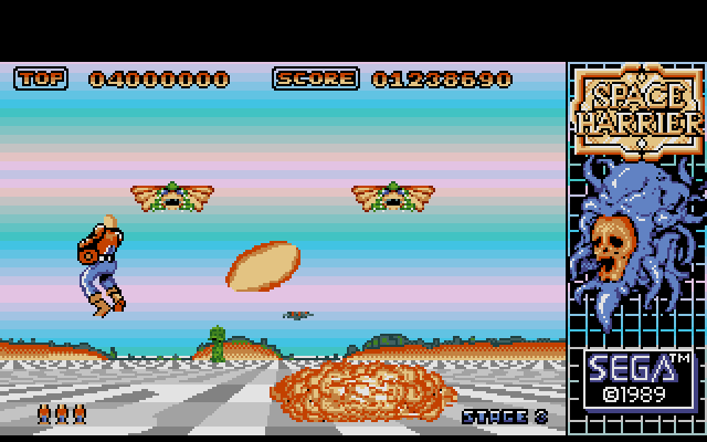 Space Harrier IBM PC/Compatibles Screenshot: Shooting obstacles...