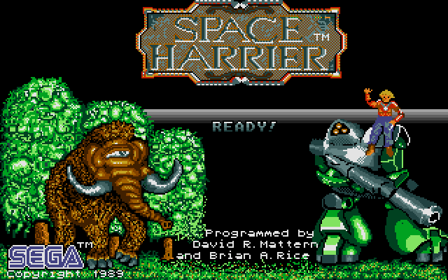 Space Harrier IBM PC/Compatibles Screenshot: Title screen.