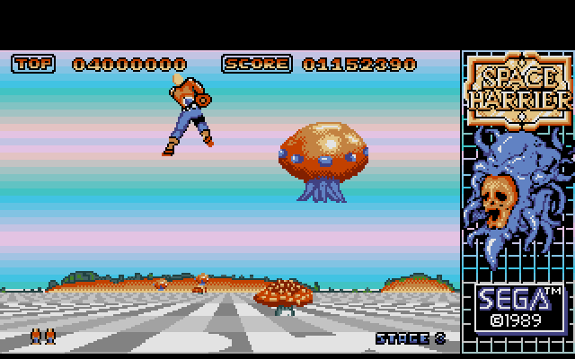 Space Harrier IBM PC/Compatibles Screenshot: Each level features different enemies.