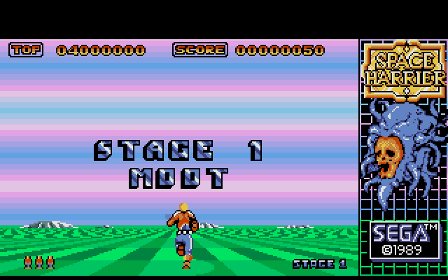 Space Harrier IBM PC/Compatibles Screenshot: Ready to begin Stage 01?