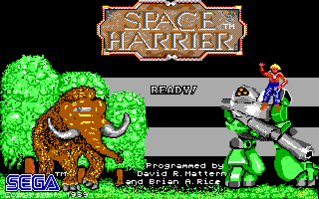 Space Harrier IBM PC/Compatibles Screenshot: Title screen.
