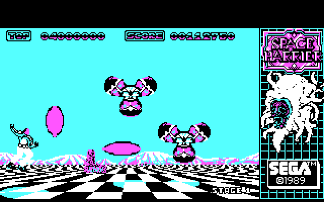 Space Harrier IBM PC/Compatibles Screenshot: Ouch, I've been hit!