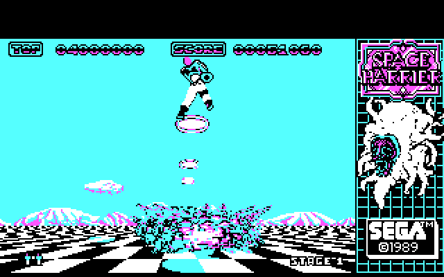 Space Harrier IBM PC/Compatibles Screenshot: Gameplay on stage 01.
