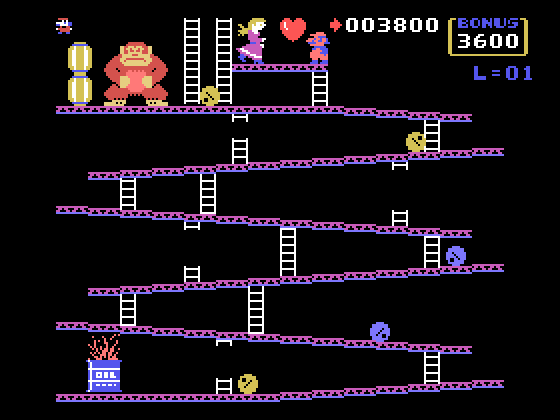 Donkey Kong TI-99/4A Screenshot: Level one completed!