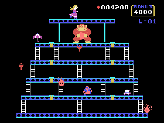Donkey Kong TI-99/4A Screenshot: Level two start.